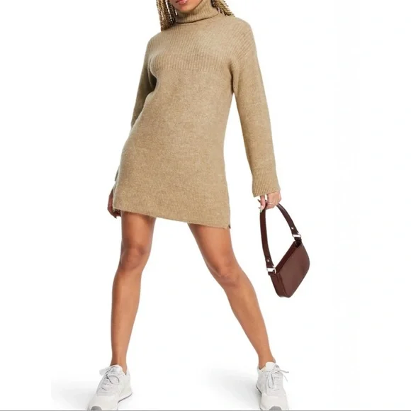 white long sleeve turtleneck sweater dress Impériale White Ruched Turtleneck Maxi Dress